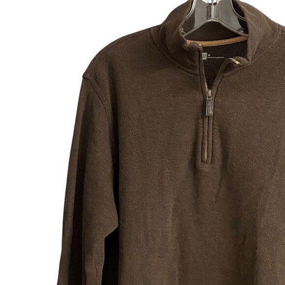 GAP Half-Zip Mock Neck Sweater Sweatshirt Men's Size M Brown Pullover Cotton - Picture 4 of 15